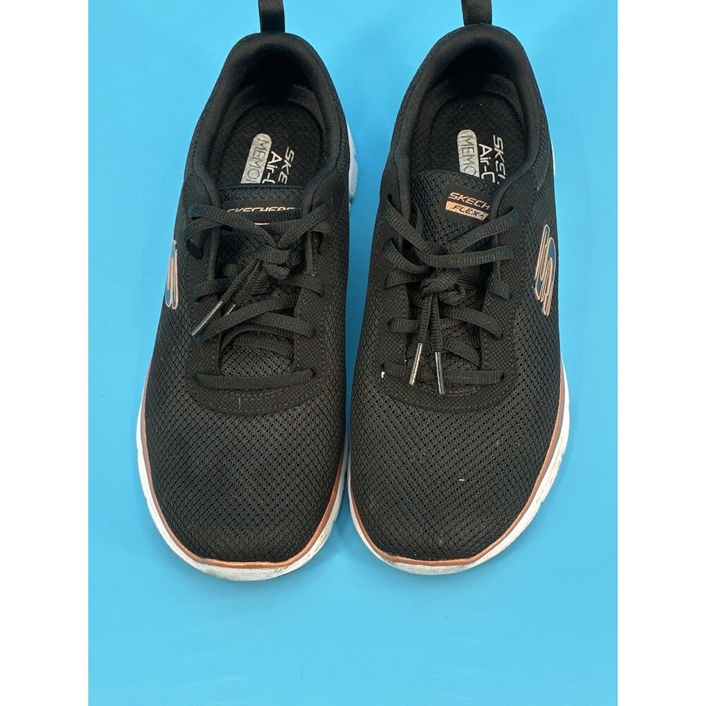 Skechers Flex Appeal 4.0 Women’s 8.5 Black Rose Gold Memory Foam Sneakers